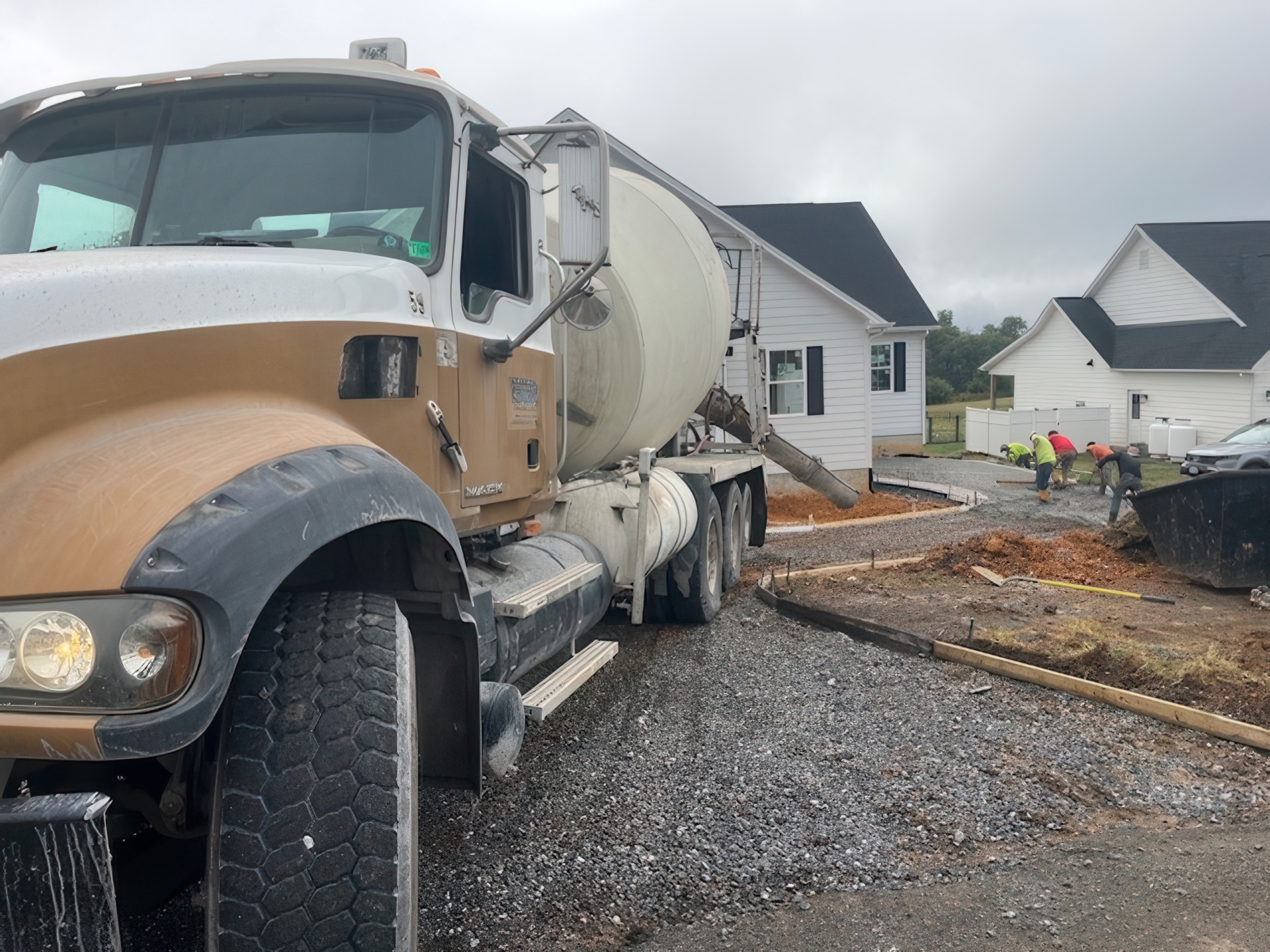 Large truck on residential site